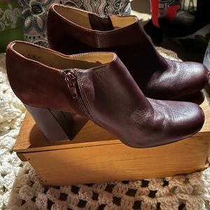 Naturalizer Womens Ankle Bootie Burgundy Leather Size 7.5